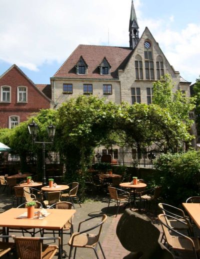 Rathaus Billerbeck vom Biergarten Homoet